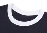 Flower Dot Embroidery Color Matching Short Sleeve Tee