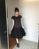 Dehin Pintuck Tencel Layered Long Sleeve T-shirt