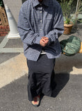 [unisex] Tend Check Over Long Sleeve Shirt