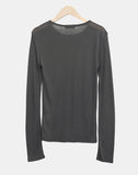 Hizel Donkey See-through Tencel Long Sleeve T-shirt