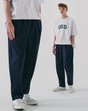 Deep tuck loose fit tapered banding pants
