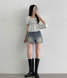 Vintage Washing Cutting Daily Denim Shorts