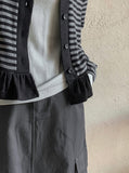 [BAONHAUS] Lorenine Frill Stripe Cardigan