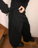 Maon Eyelet Scarf Layered Cotton Pants