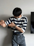 Baron cable stripe short sleeve knit