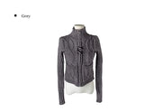 Pora High Neck Duffle Knit Pocket Zip-Up