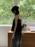 Pocon Shirring Ribbon String Corset Sleeveless Blouse