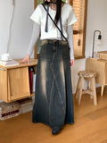 Ito Sand Washing Wide Maxi Denim Skirt