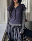 Or Stripe Layered SET - Short Sleeve, Hood