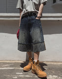 Pium Maxi Roll Up Bermuda Denim Pants