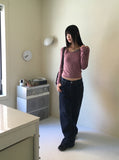 Kinon Back Bijou Point Wide Cotton Pants