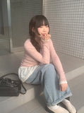 Poyu Light Blue Washing Denim Wide Pants