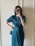 Ennis Pleated Wrap Strap Long One Piece