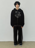 END OF TIME Applique Hooded Zip-Up
