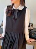 [Ribbon Brooch Set] Zenia Collar Shirred Blouse