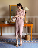 Shaver Collar Rib Knit Long One Piece