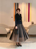 Meryl Banding Two-Tone Double Tulle Skirt