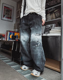 Fiction paint washing denim pants