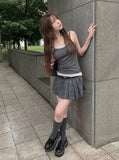 [Belt set/Underpants lining] Atem Check Mini Pleated Skirt