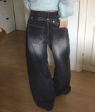 Semb Back Adjust Button Washing Denim Pants