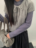 Trin Ribbon Rib Wool Round Short Sleeve Knit