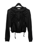 Betz See-Through Shirring Hooded Zip-Up