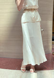 Linda Banding Pleated Maxi Long Skirt