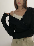 Brim brushed wrap button hoodie