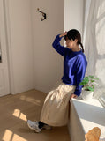 Lande color round knit cardigan