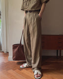 Saffy Adjust Linen Wide Slacks