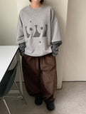 [unisex] Panpio Embroidered Stripe Layered Sweatshirt