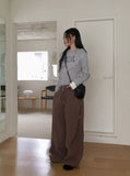 Mada Fleece Side Pintuck Snap Button Two-Way Banding Long Wide Jogger Pants
