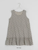Haril Leaf Shirring Layered Sleeveless Blouse Midi One Piece