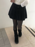 Krang Wool Pleated Mini Belt Skirt
