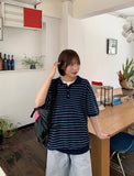 [unisex] Hyonka Summer Stripe Collar Over Knit