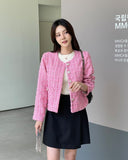 Seibo Round Check Tweed Short Jacket