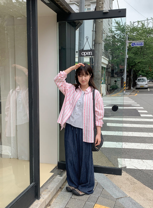 【BAON】Nenbi banding wide denim pants BAON (バオン) - ネンビバンディングワイドデニムパンツ / Nenbi