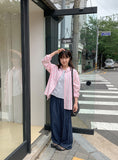 Nenbi banding wide denim pants