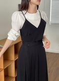 Yuloy Unbalanced Wrap Pleated Banding Long Skirt