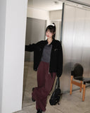 Enjet zipper pocket oversized fit boxy denim zip-up jacket