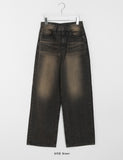 Meldit Brown Washing Wide Denim Pants