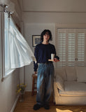 Fleet two tuck wide denim pants