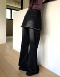 Kirit Pocket Bootcut Washed Denim Skirt Pants