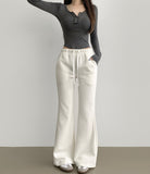 U-neck button-down see-through slim fit t-shirt