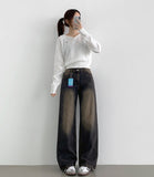 4 Season Basic Wide-Fit Washed Denim Pants