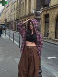 Solar loose fit hooded checkered shirt