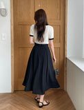 Cellua Pleated Flare Long Skirt