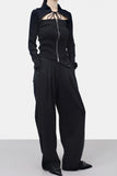 Moan Wool Diagonal Pin Tuck Pants