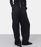 Moan Wool Diagonal Pin Tuck Pants