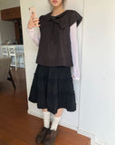 Lupek Ribbon Check Short Sleeve Blouse